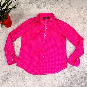 Ralph Lauren polka dot hot pink button up
